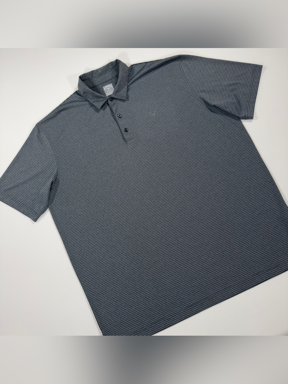 Callaway Opti-Dri Golf Polo Shirt Mens XXL Gray Micro Stripe Short Sleeve Tour - Picture 3 of 10